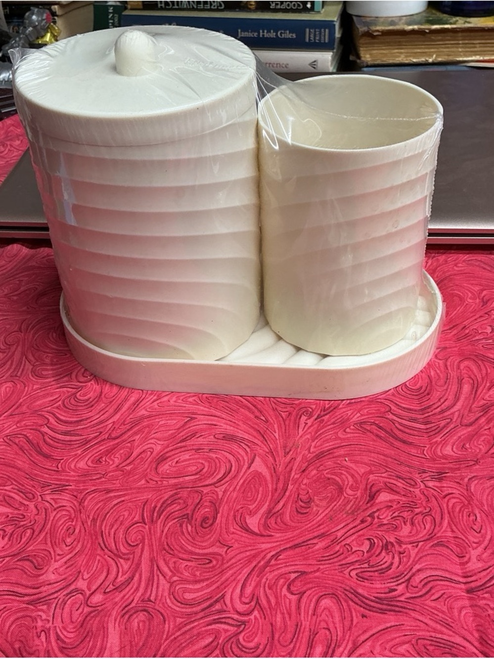 White Plastic Canister Set with tray